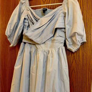 NWT Express Light Blue Smocked Back Dress